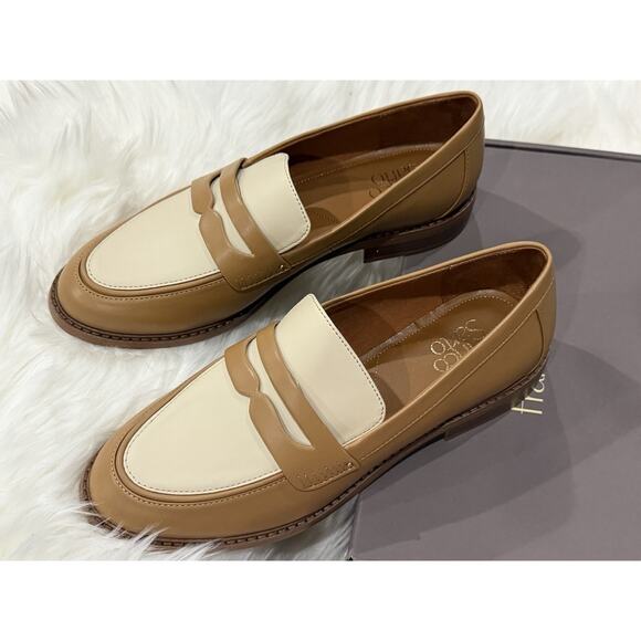 Franco Sarto Women's Chrissy Penny Loafers Size 8.5 Wide Tan Multi Preppy Fall - Picture 7 of 13